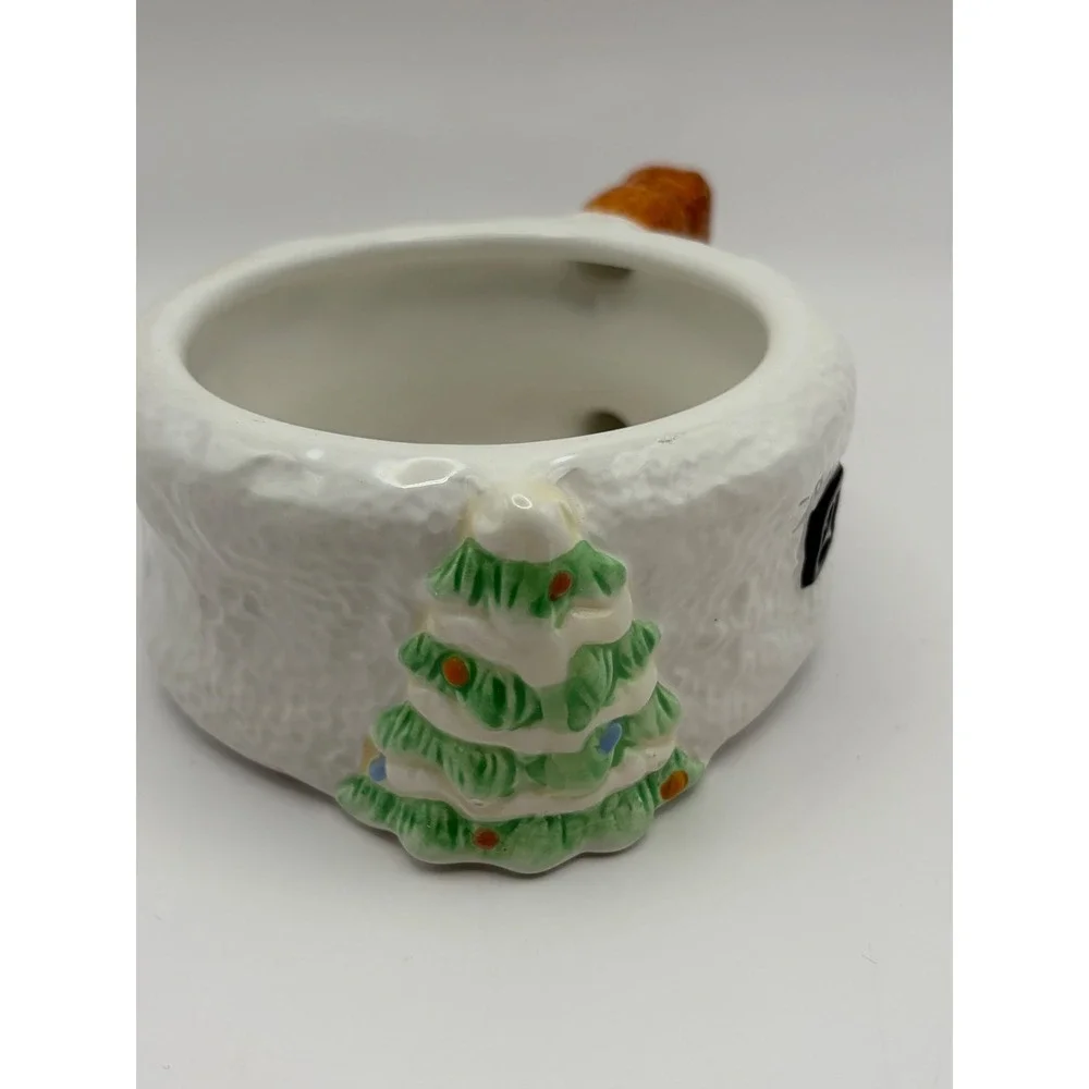 Vintage 3 Piece Ceramic Stacking Snowman Teapot Mug Set Christmas Holiday Decor